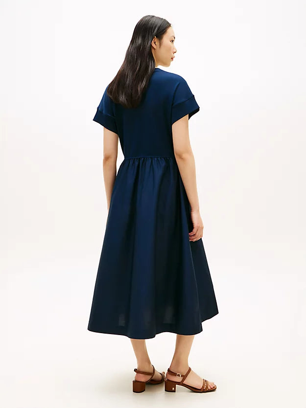 Contrast Fit And Flare Midi Dress
