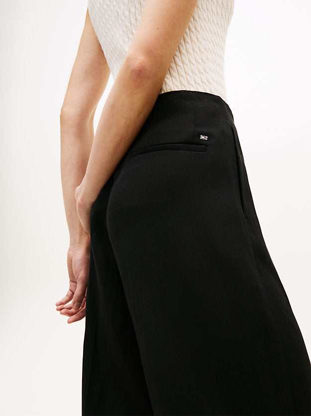 Linen Blend Barrel Leg Ankle Trousers