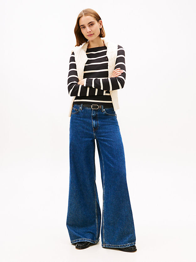 Ribbed Slim Boat Neck Long Sleeve T-Shirt