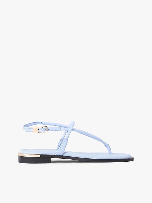 Leather Monogram Gold-Tone Heel Sandals