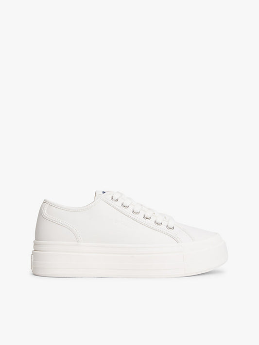 Debossed Logo Platform Trainers WiLeather