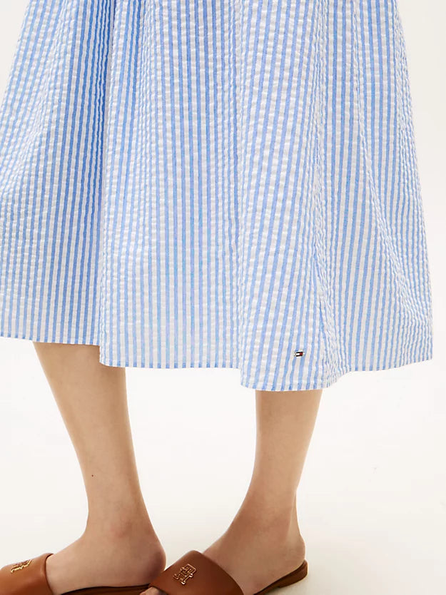 Seersucker Smock Relaxed Midi Dress