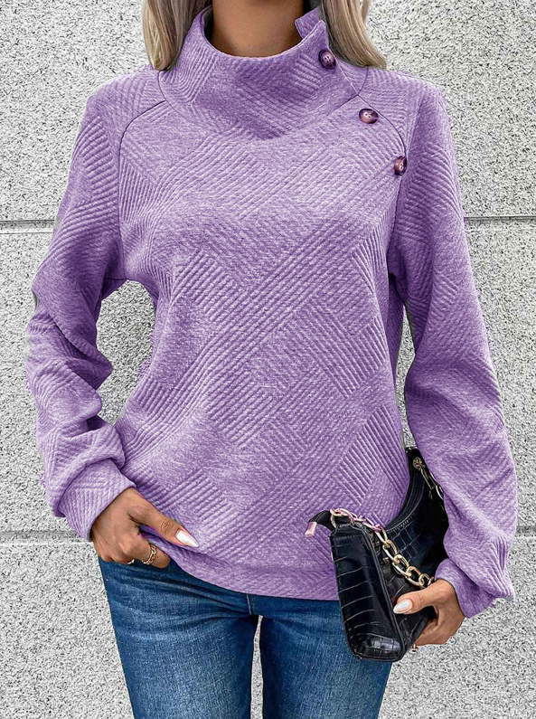 🎄Déstockage de Noël🔥Sweat-shirt femme col montant boutonné, design original