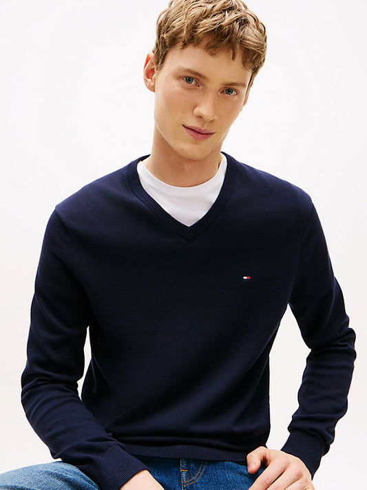 Flag Embroidery V-Neck Jumper