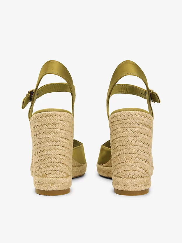 Satin Monogram Wedge Espadrilles