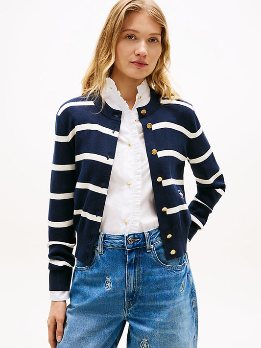 Premium Knit Gold-Tone Button Cardigan