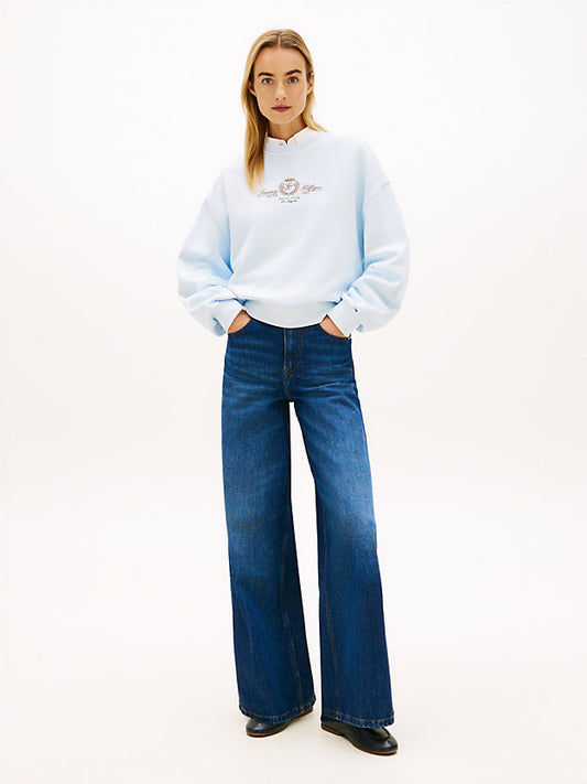 Crest Embroidery Relaxed Terry Sweatshirt