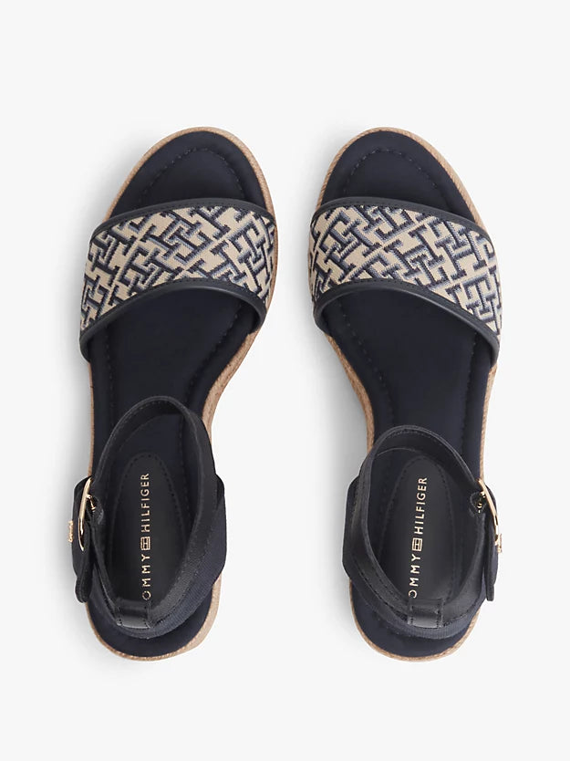 Logo Plaque Jacquard Wedge Heel Espadrilles