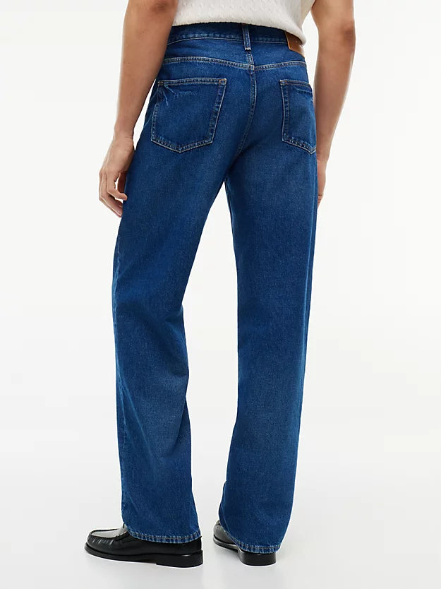 Flag Embroidery Relaxed Straight Leg Jeans