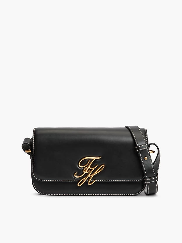 Leather Flap Logo Plaque Crossbody Bag