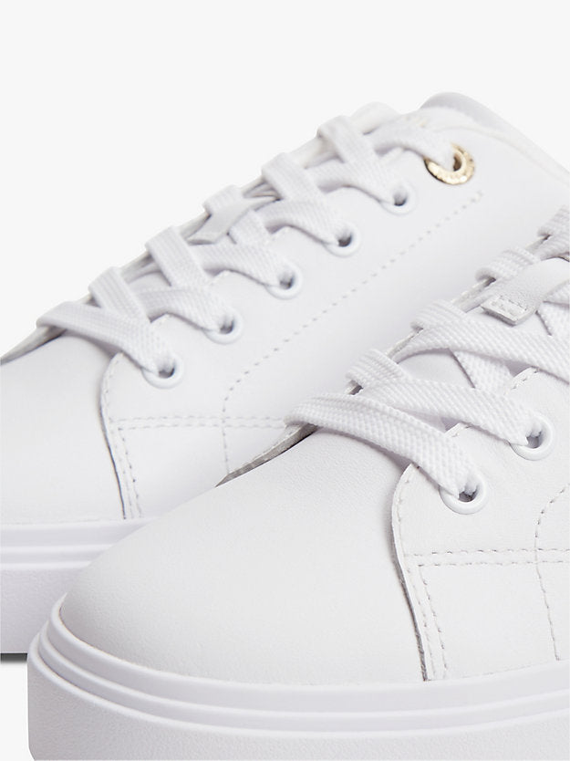 Leather Metallic Logo Cupsole Trainers