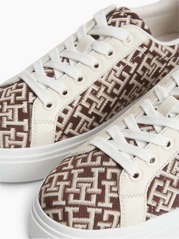 Monogram Platform Textile Trainers