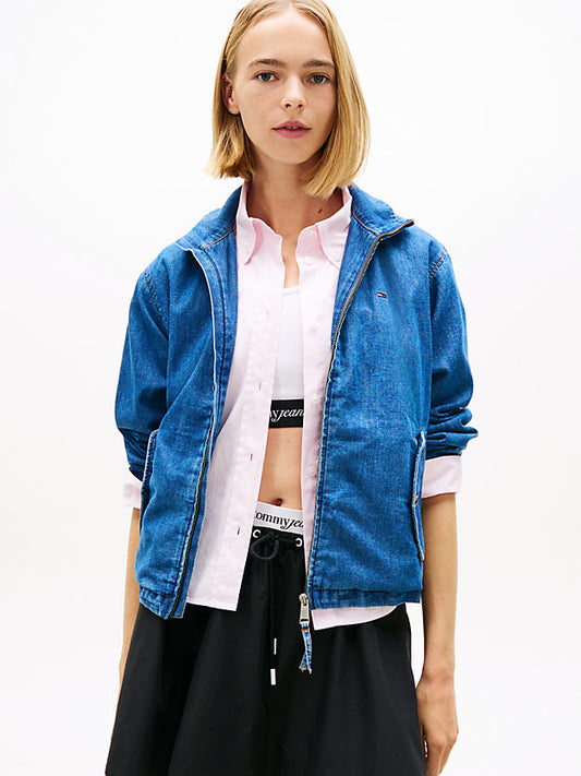 Zip-Thru Chambray Denim Jacket
