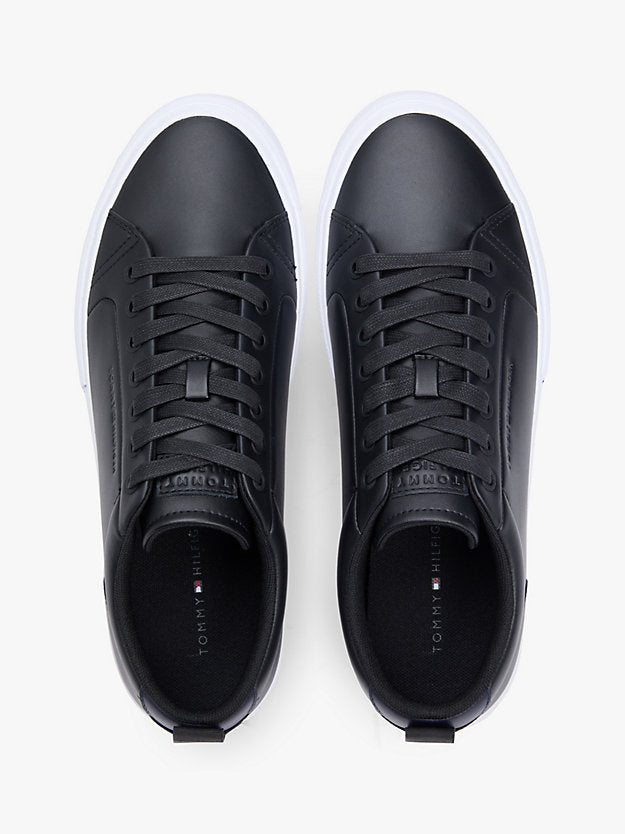 Contrast Midsole Debossed Leather Trainers