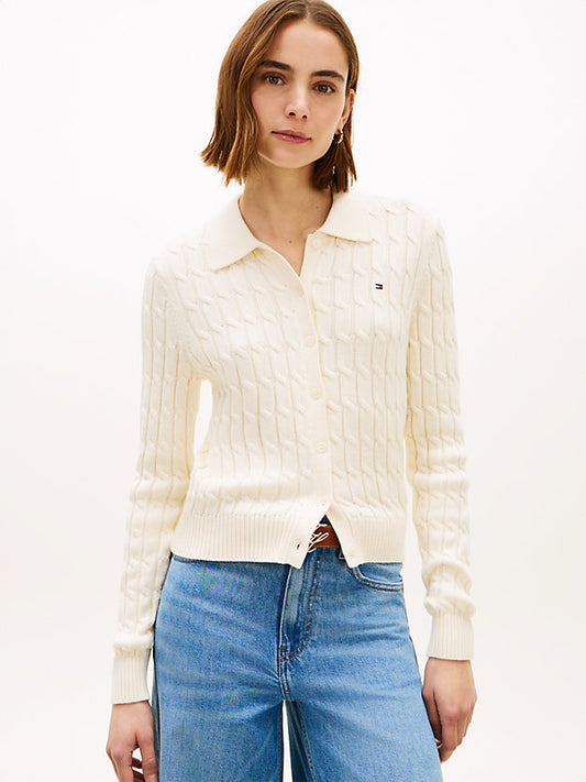 Cable Knit Polo Cardigan