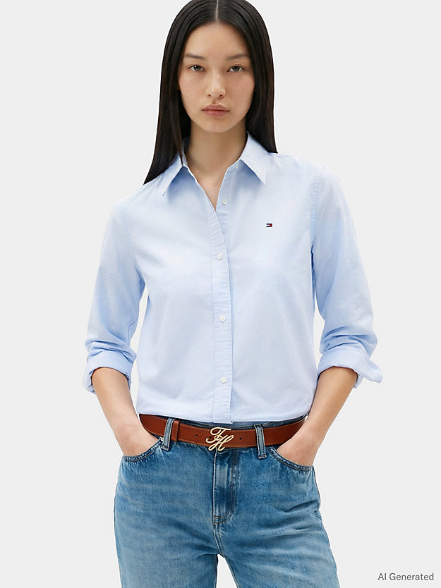 Relaxed Fit Flag Embroidery Oxford Shirt