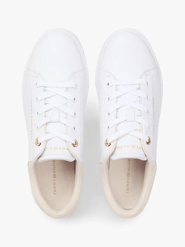 Leather Embossed Logo Cupsole Trainers