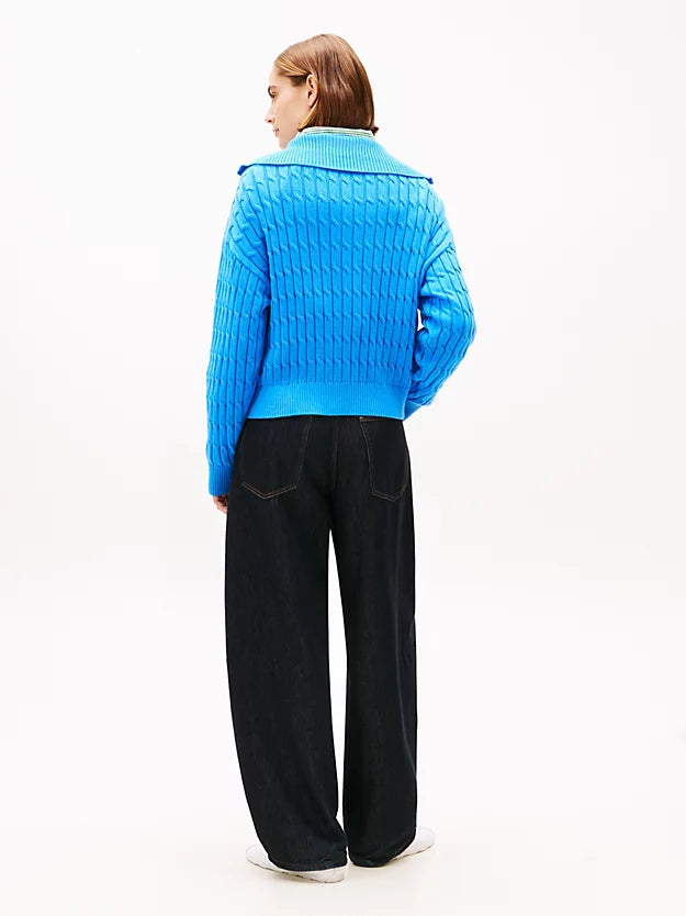 Relaxed Cable Knit Quarter-Zip Jumper