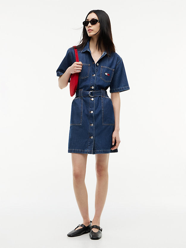 Denim Utility Short Sleeve Shirt Dress