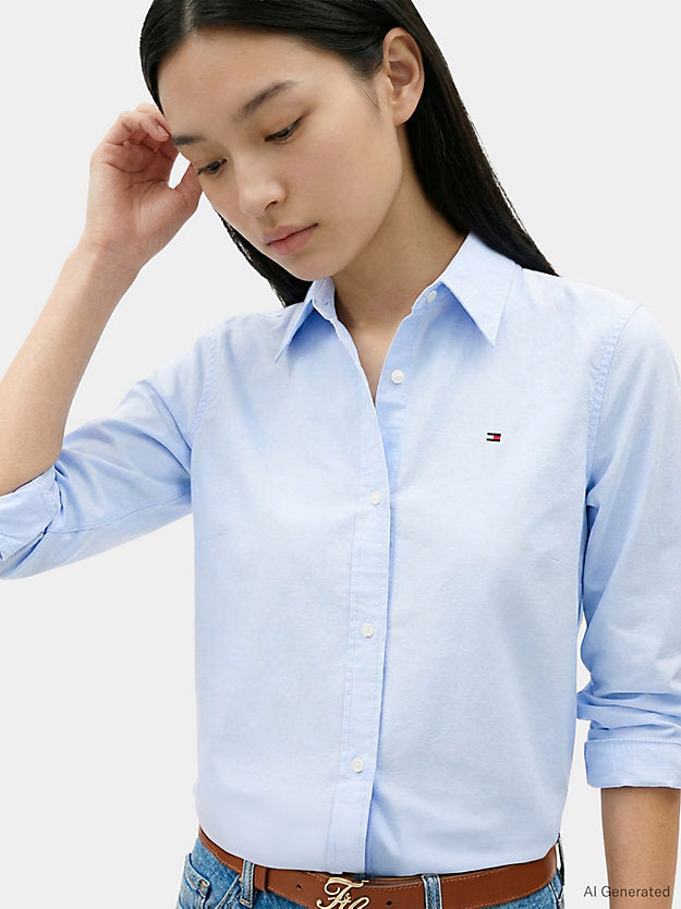 Relaxed Fit Flag Embroidery Oxford Shirt