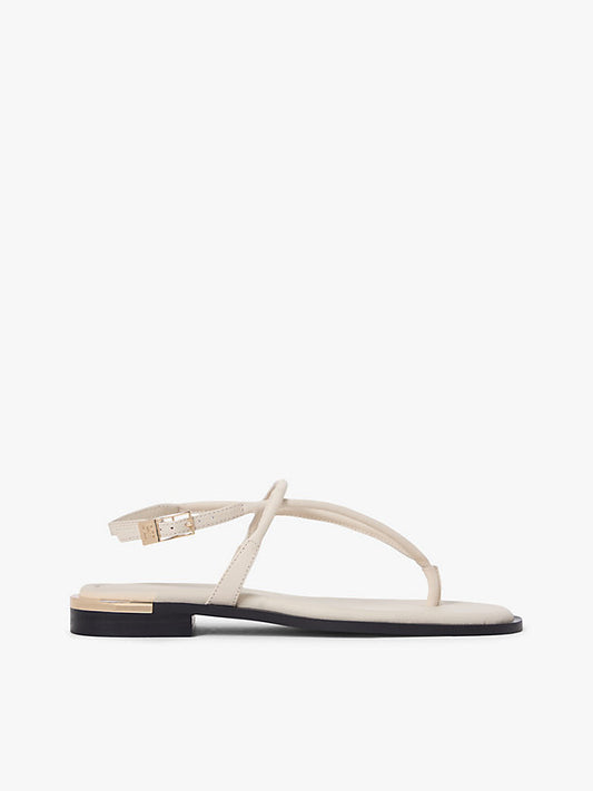 Leather Monogram Gold-Tone Heel Sandals