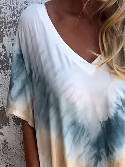 Robe courte à poches et manches courtes, tie-dye, taille standard