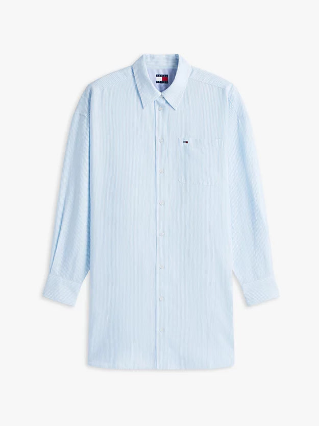 Oversized Linen Blend Mini Shirt Dress