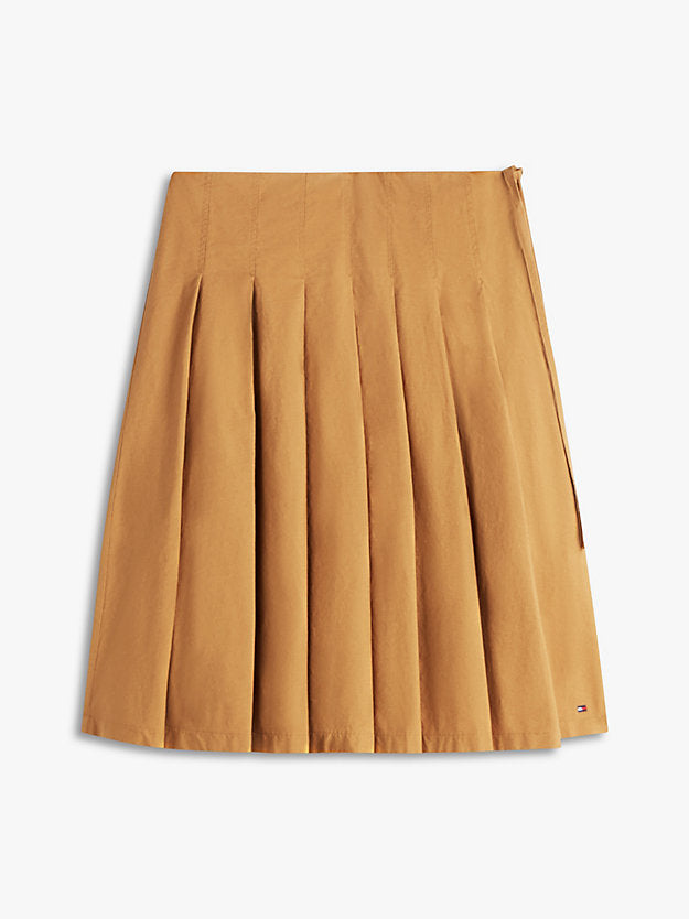 Washed Pleated Midi Skirt