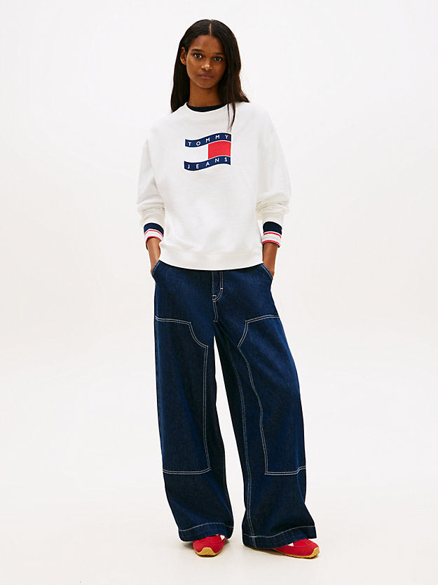Wavy Flag Sueded Terry Boxy Sweatshirt