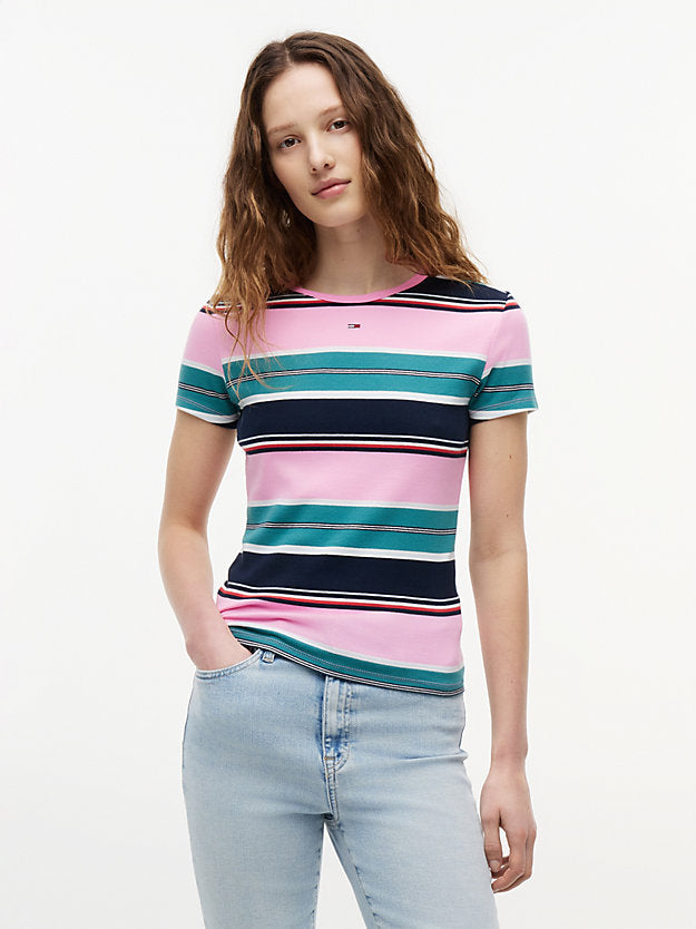 Ribbed Slim Crew Neck T-Shirt