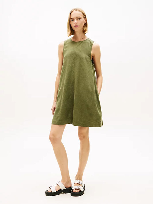 Slim Linen Blend Mini A-Line Dress