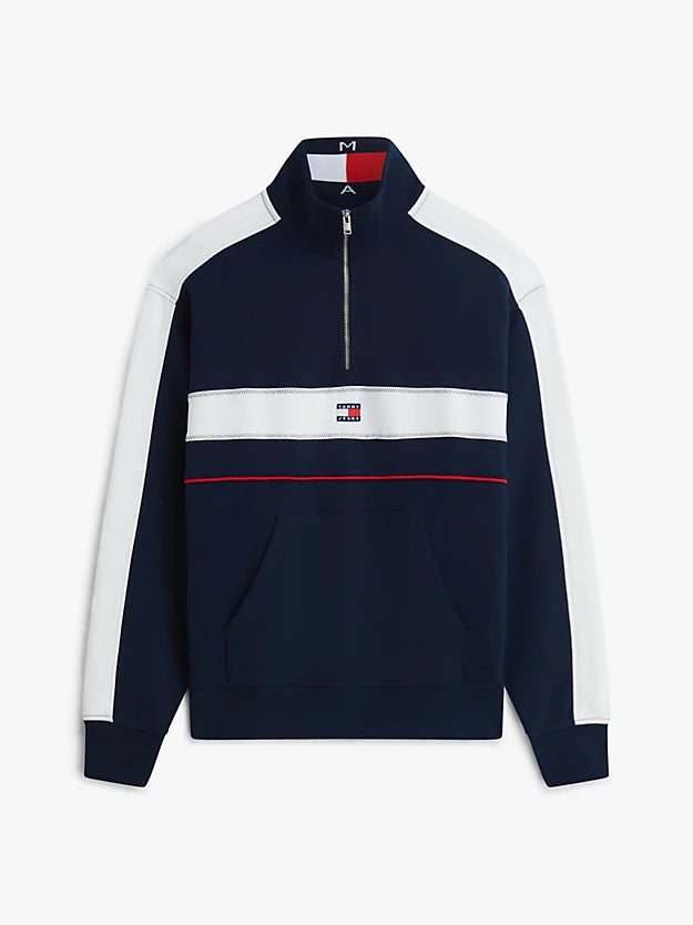 Colour-Blocked Quarter-Zip Relaxed Sweatshirt