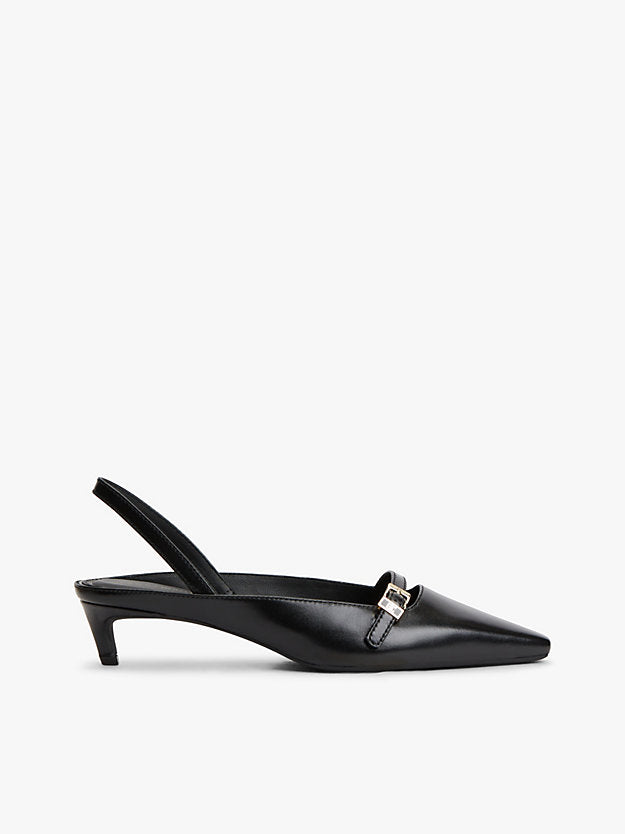 Leather Kitten Heel Slingbacks