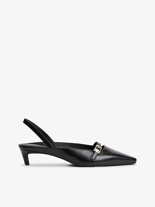 Leather Kitten Heel Slingbacks