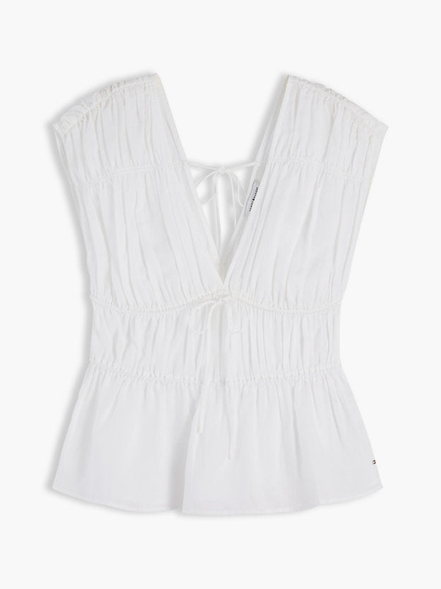 Regular Fit Sleeveless Smock Blouse WiLinen
