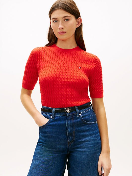 Cable Knit Short Sleeve Jumper