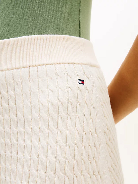Cable Knit Relaxed A-Line Midi Skirt